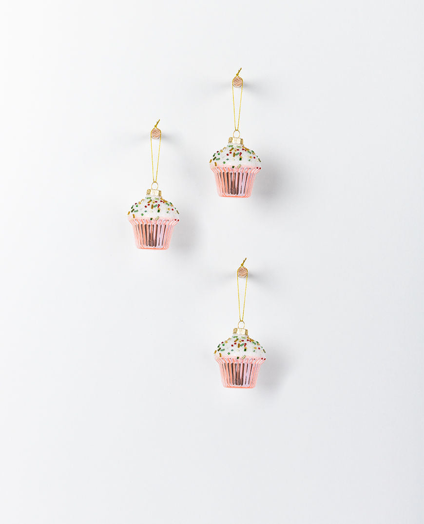 Carousel Hanging Frosted Glass Cupcake - Set of 3