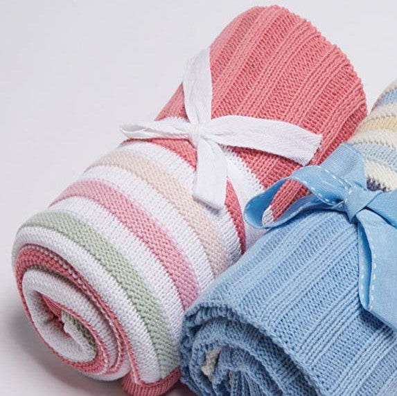 Pink Stripe Knitted Baby Blanket