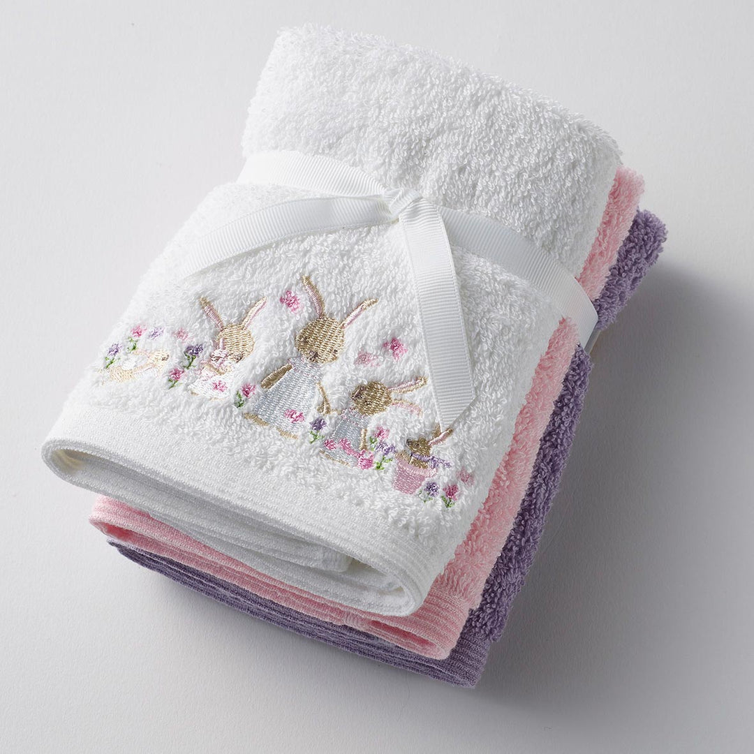 Baby Facewashers - 3 Pack - Bunny Garden Design