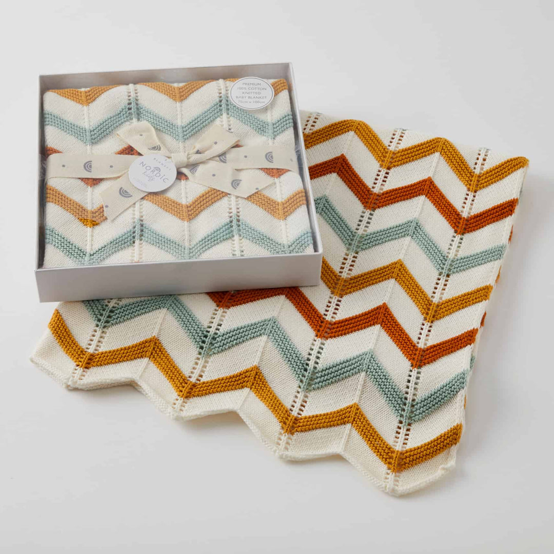 Brick Zig-Zag Knit Baby Blanket