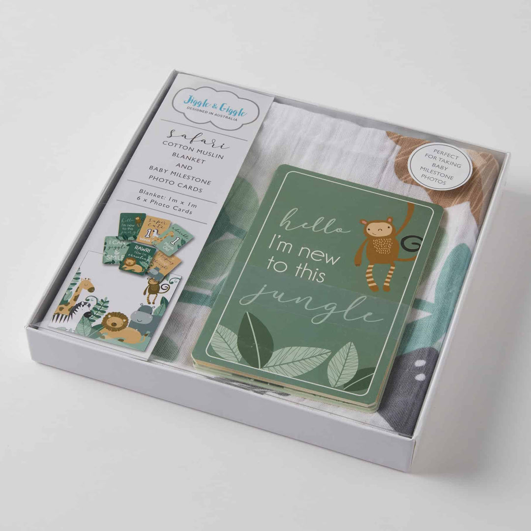 Safari Milestone Muslin & Baby Milestone Photo Cards