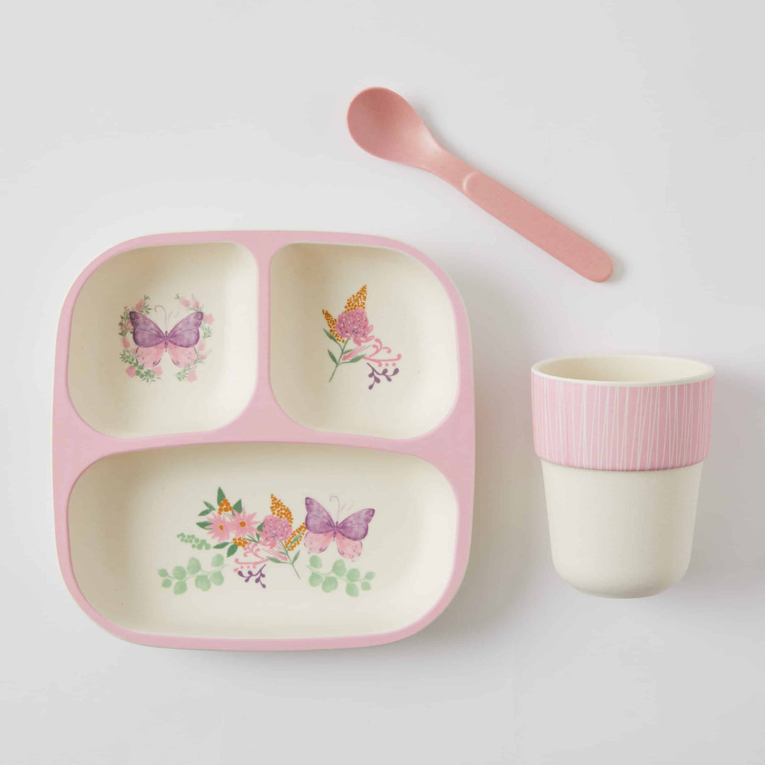 Butterfly Kids Bamboo Dinner Set