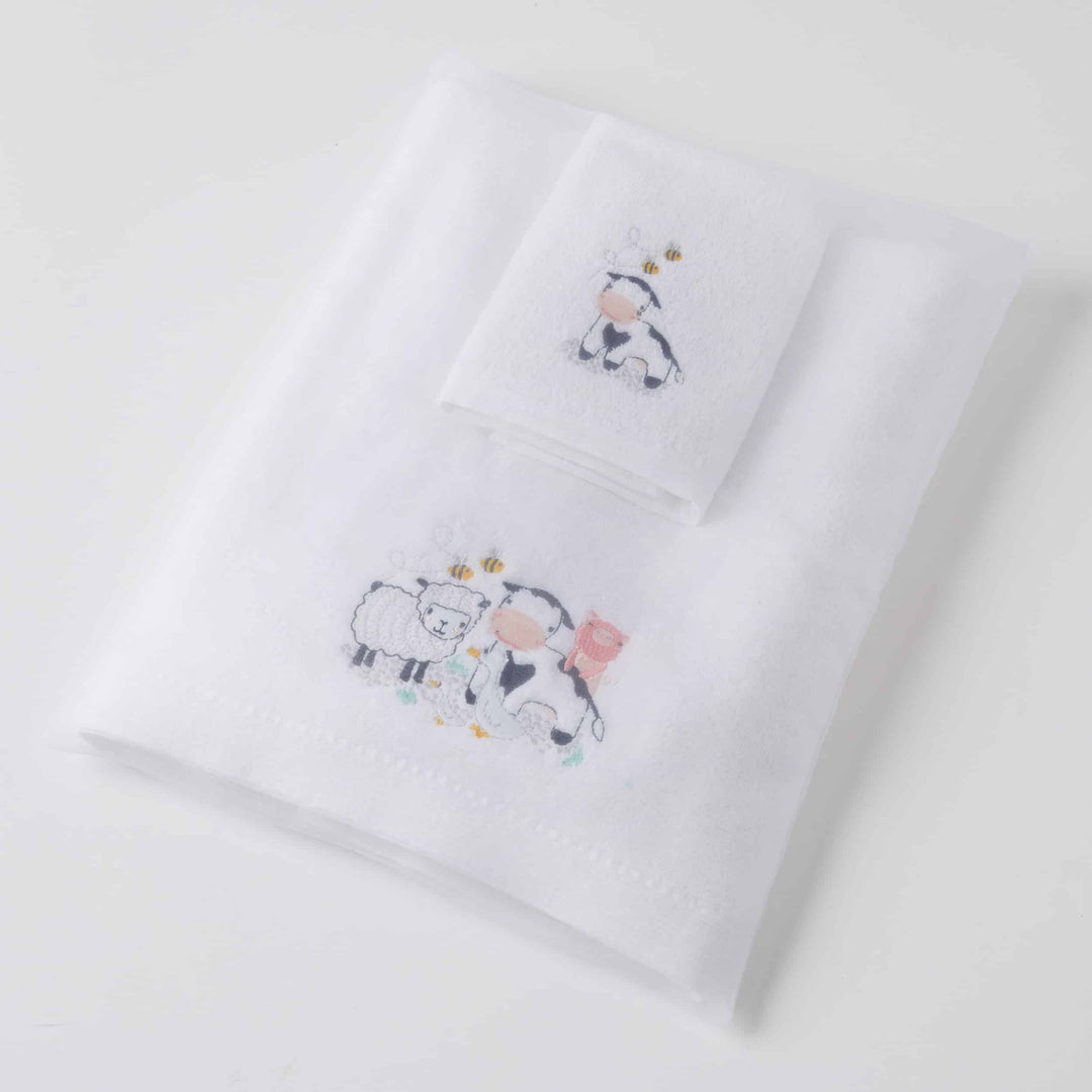 Farm Animals Bath Towel and Washer Set