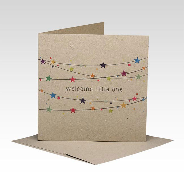 Welcome Little One Starry Garland Greeting Card