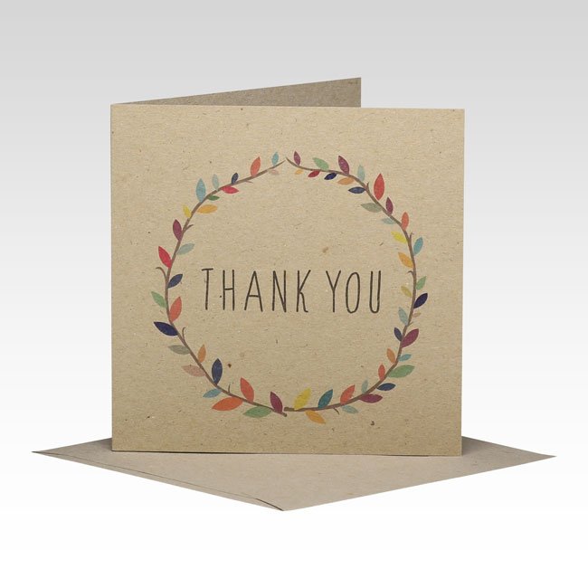 Thank You Coloured Wreath Card