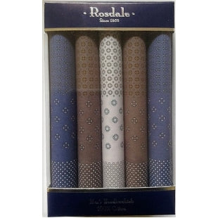 Mens 5 Pack Handkerchiefs - by Rosdale and Armando Caruso