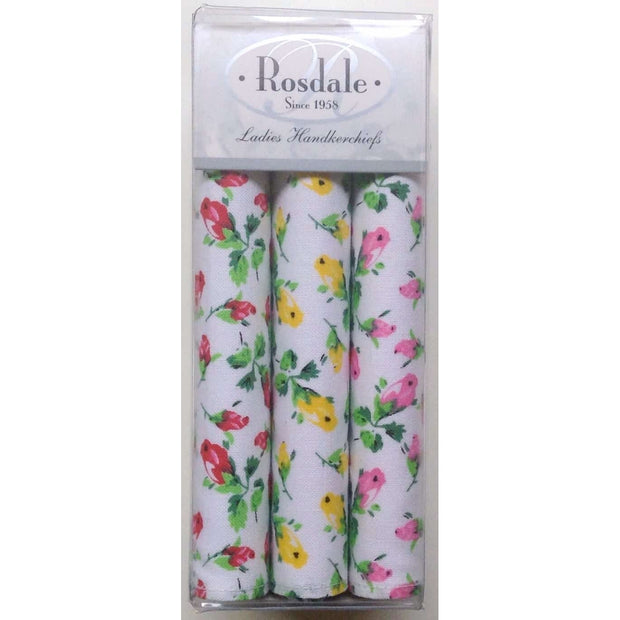 Rosdale Floret Handkerchiefs - 3 Pack - Blue Yellow Pink