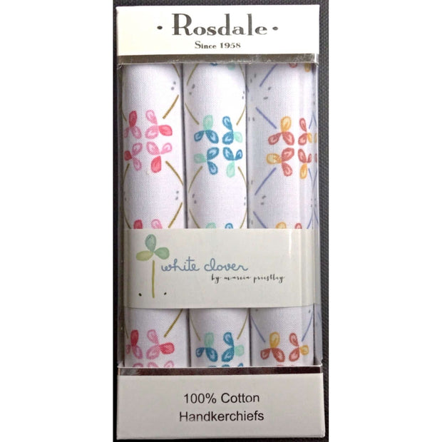 Rosdale White Clover Handkerchiefs - 3 Pack
