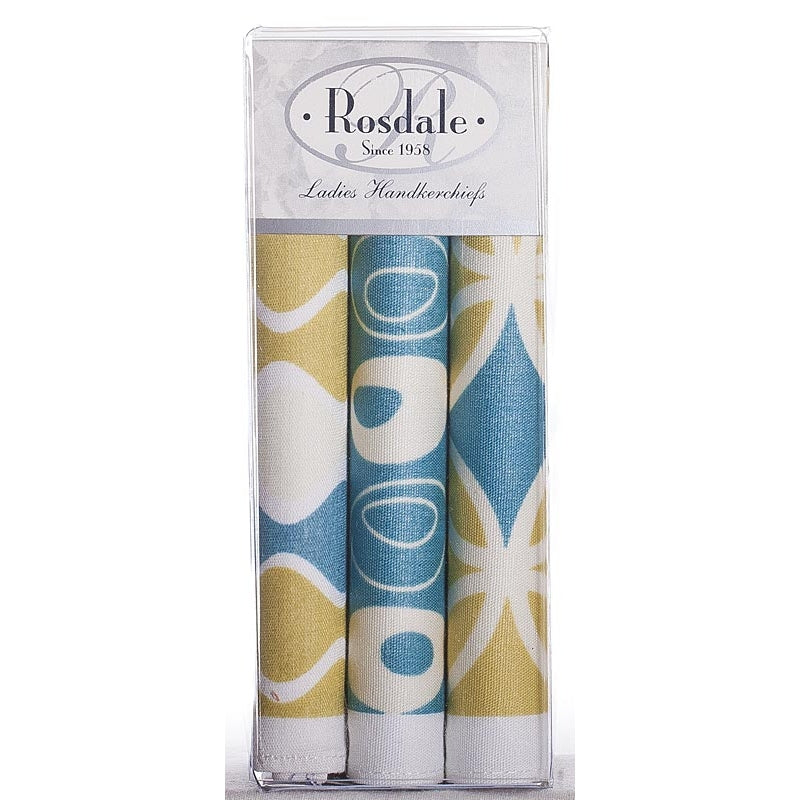 Retro 3 Pack Handkerchiefs - Blue & Mustard