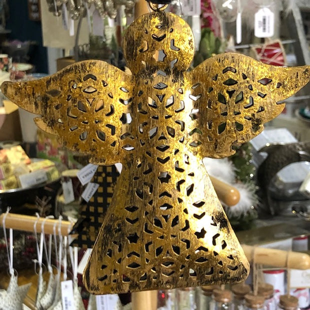 Gold Iron Angel Christmas Decoration