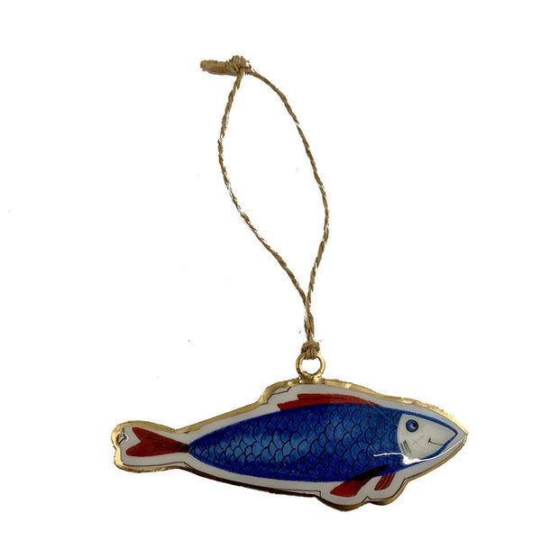 Blue Fish Red Fin Christmas Decoration