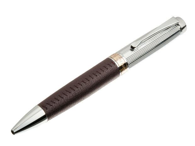 Leather Grip Pen with Rose Gold and Silver