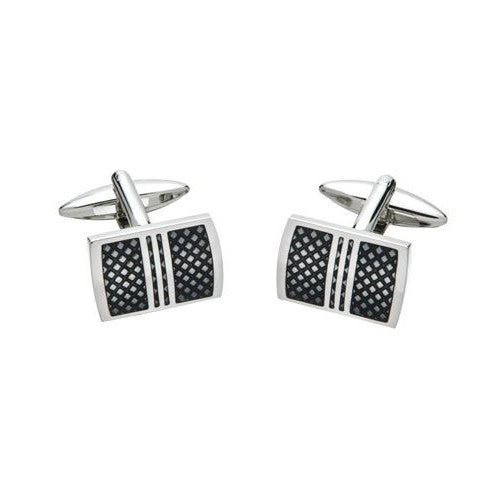 Black & Silver Weave Cufflinks