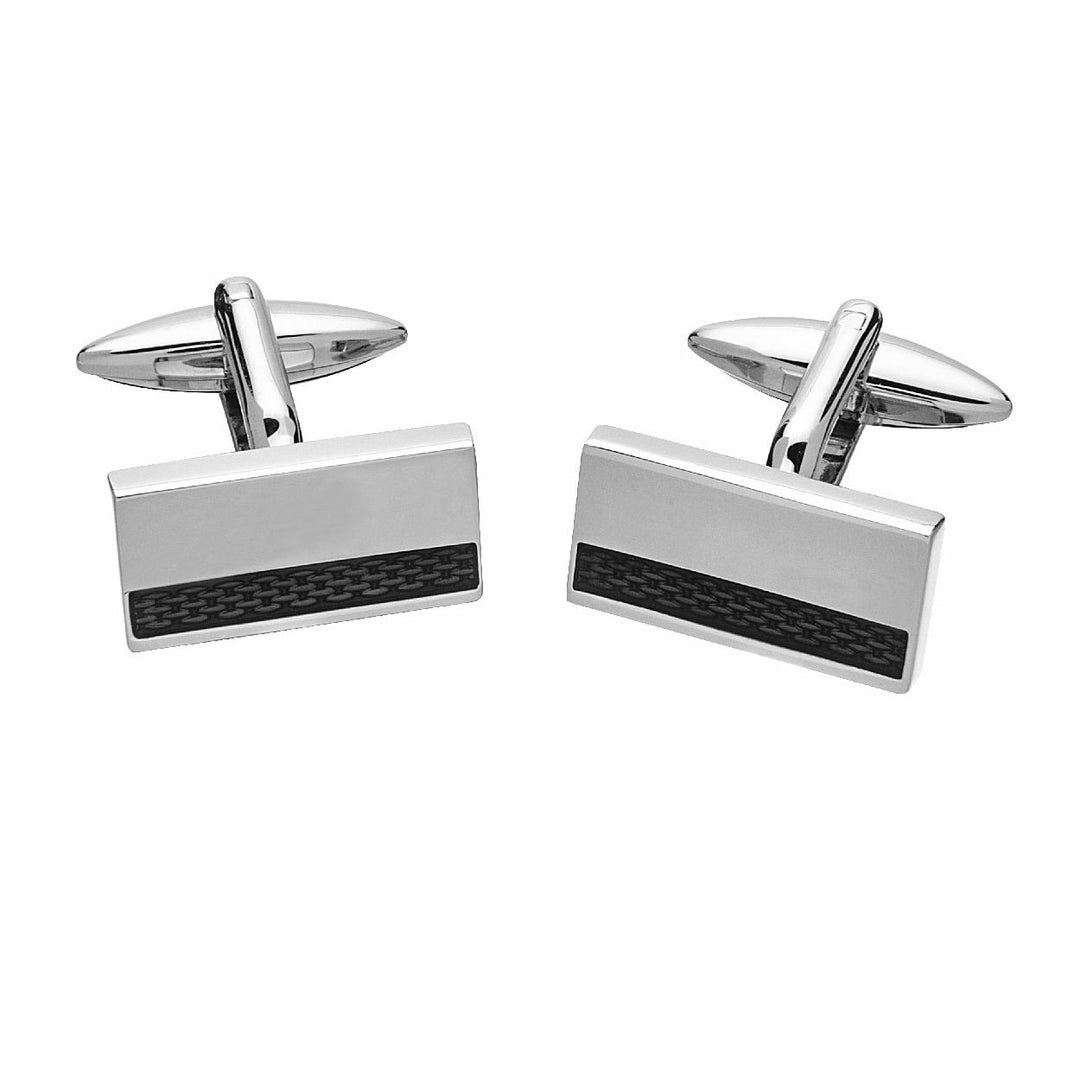 Silver & Black Weave Cufflinks