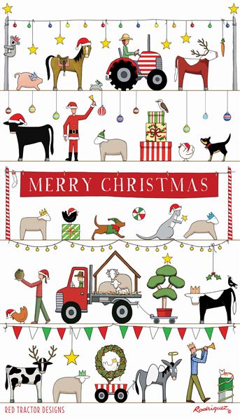 Red Tractor - The Christmas Parade Tea Towel