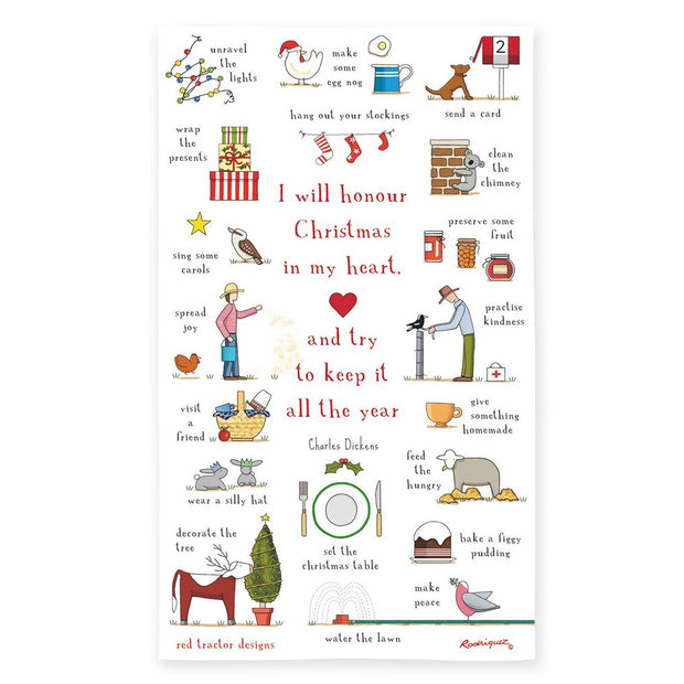 Red Tractor - Christmas In My Heart Tea Towel