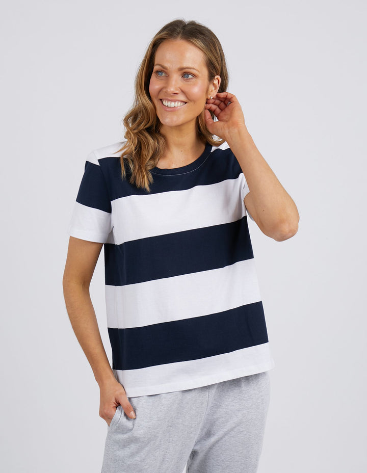 Elm Block Stripe Short Sleeve Tee - Navy