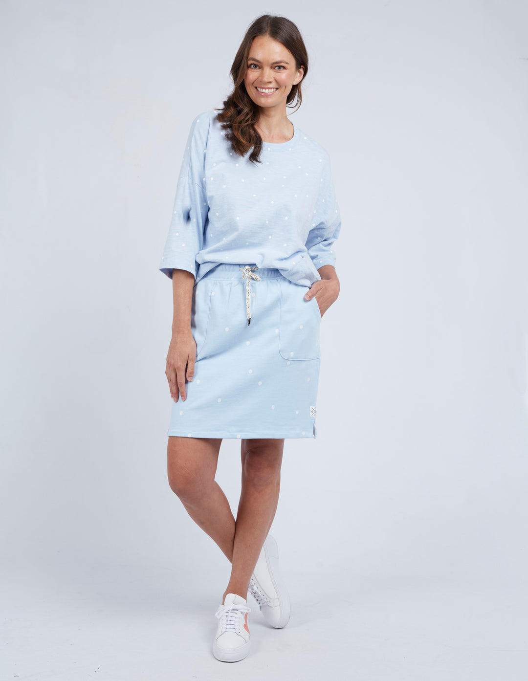 Cassie Skirt in Sky Blue with Spot