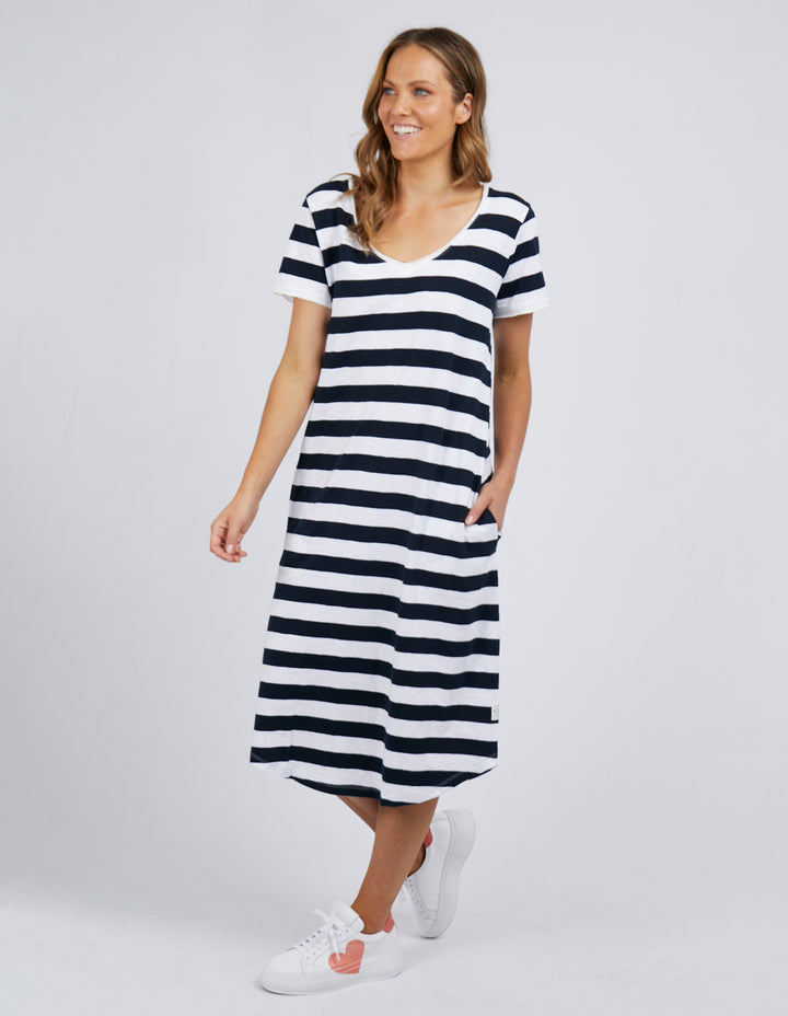Elm Maeve Midi Dress -  Navy Stripe
