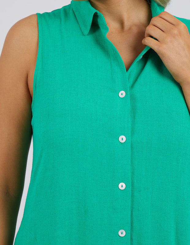 Elm Cara Sleeveless Shirt Dress - Bright Green