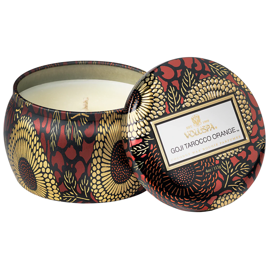 Voluspa Goji & Tarocco Orange Decorative Tin Candle