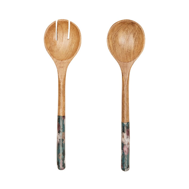 Mangowood Servers – Set of 2 – Green Floral