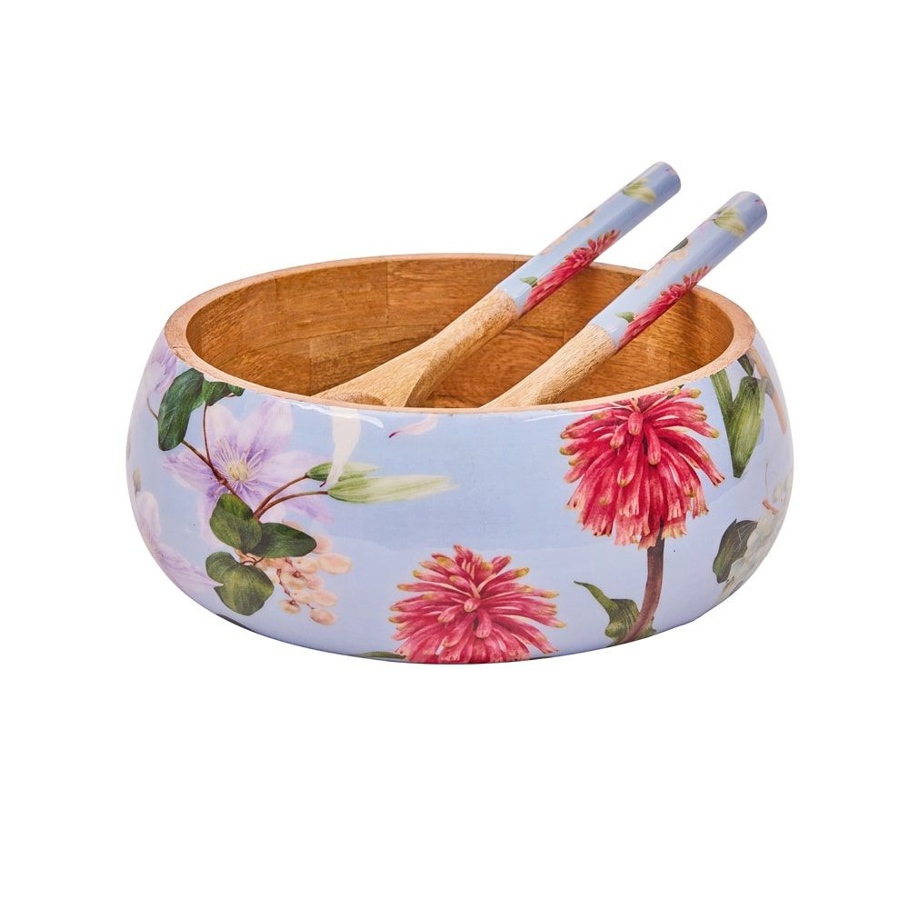 Mangowood Bowl and Servers Set – Enchanted Summer Azure
