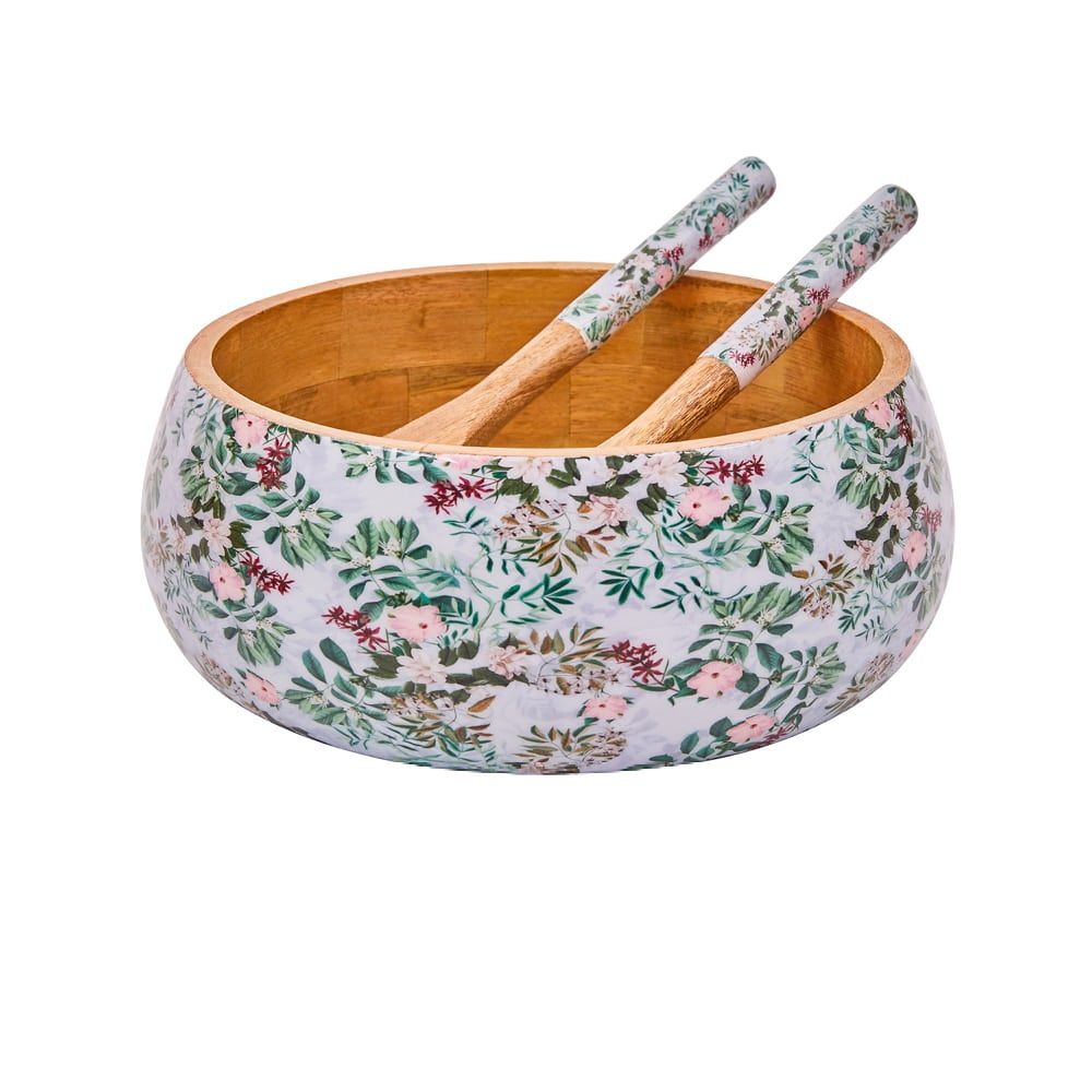 Mangowood Bowl & Server Set - Tranquil Garden