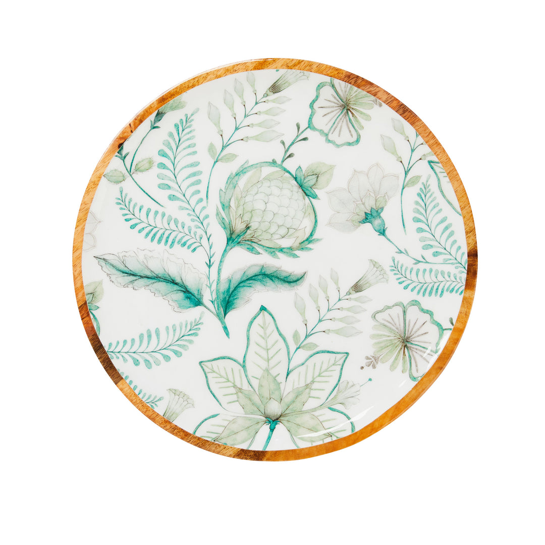 Mangowood Platter 35cm - Ziba Green & White
