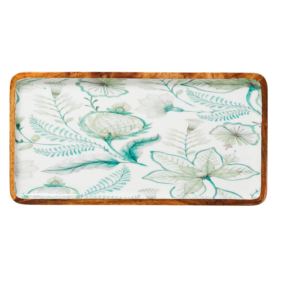 Mangowood Platter 50cm - Ziba Green & White