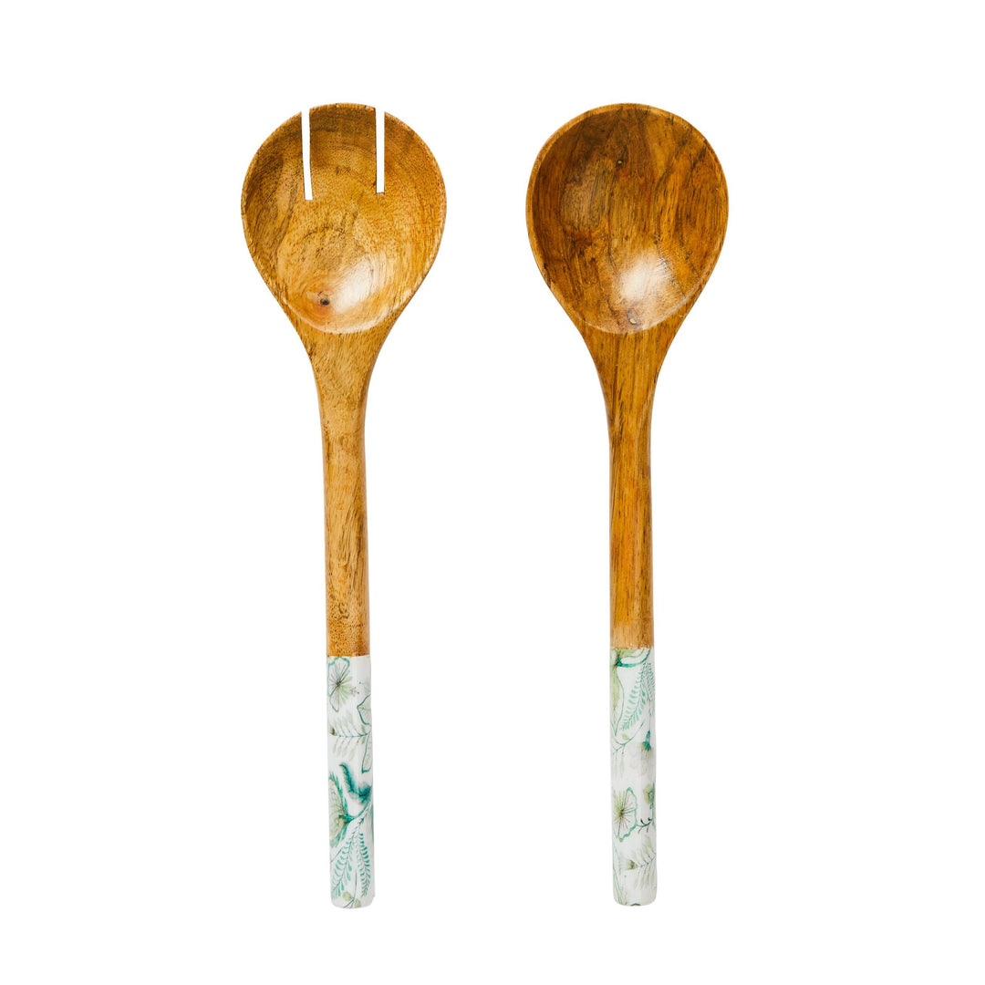 Mangowood Servers – Set of 2 – Ziba Green & White