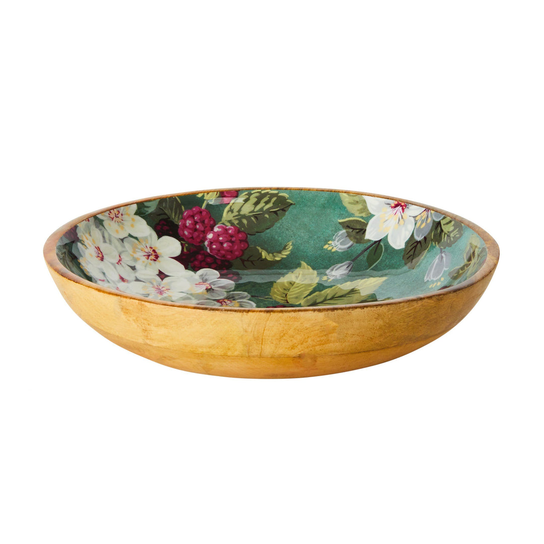 Mangowood Bowl 30cm - Plum Blossom Botanic Green