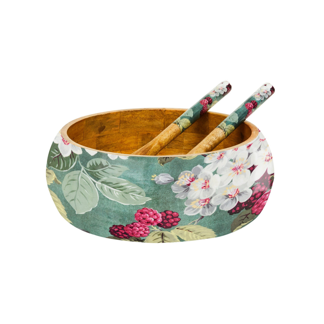 Mangowood Bowl & Server Set - Plum Blossom Botanic Green