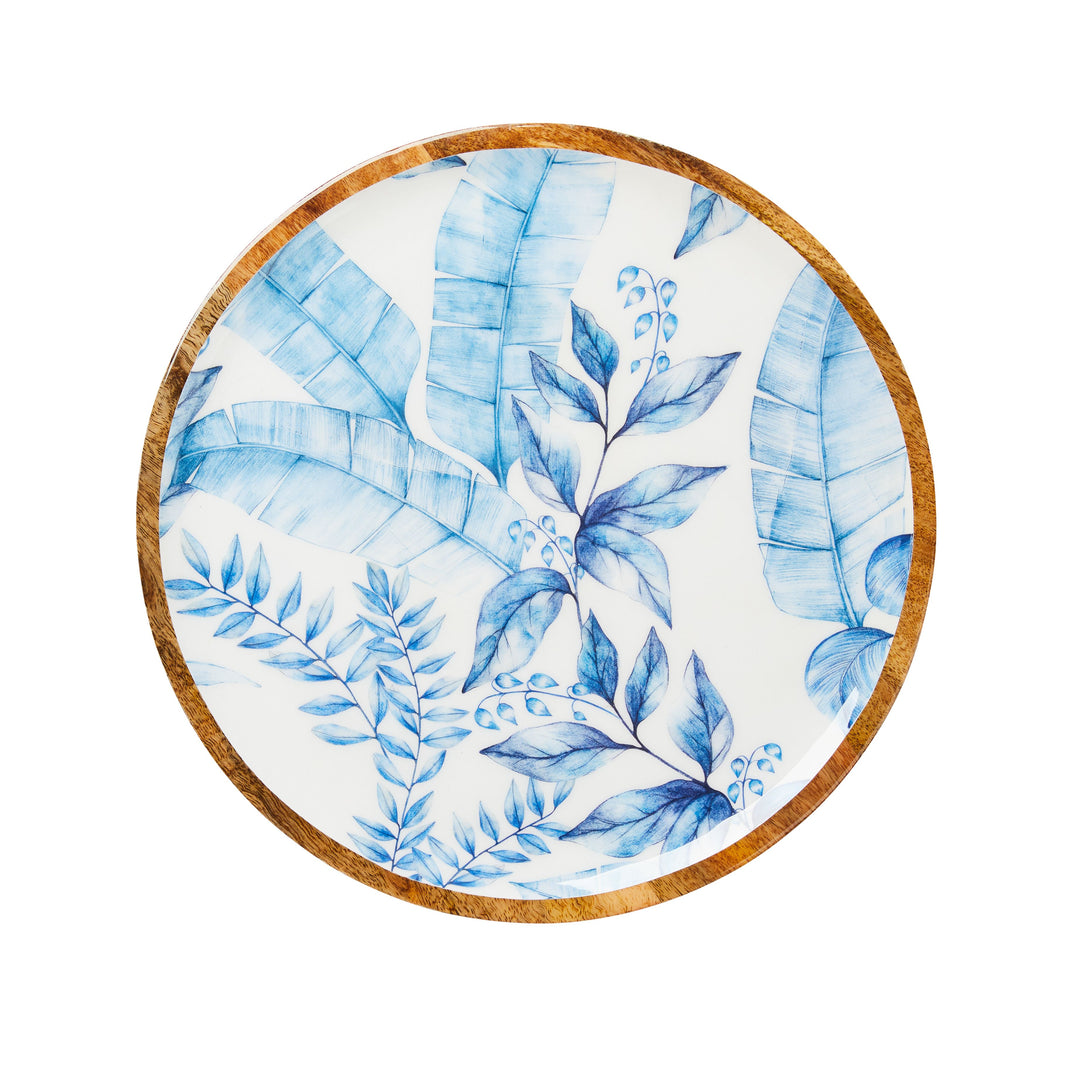 Mangowood Platter 35cm - Essence Blue & White