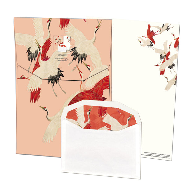 Red and White Cranes Writing Paper Set