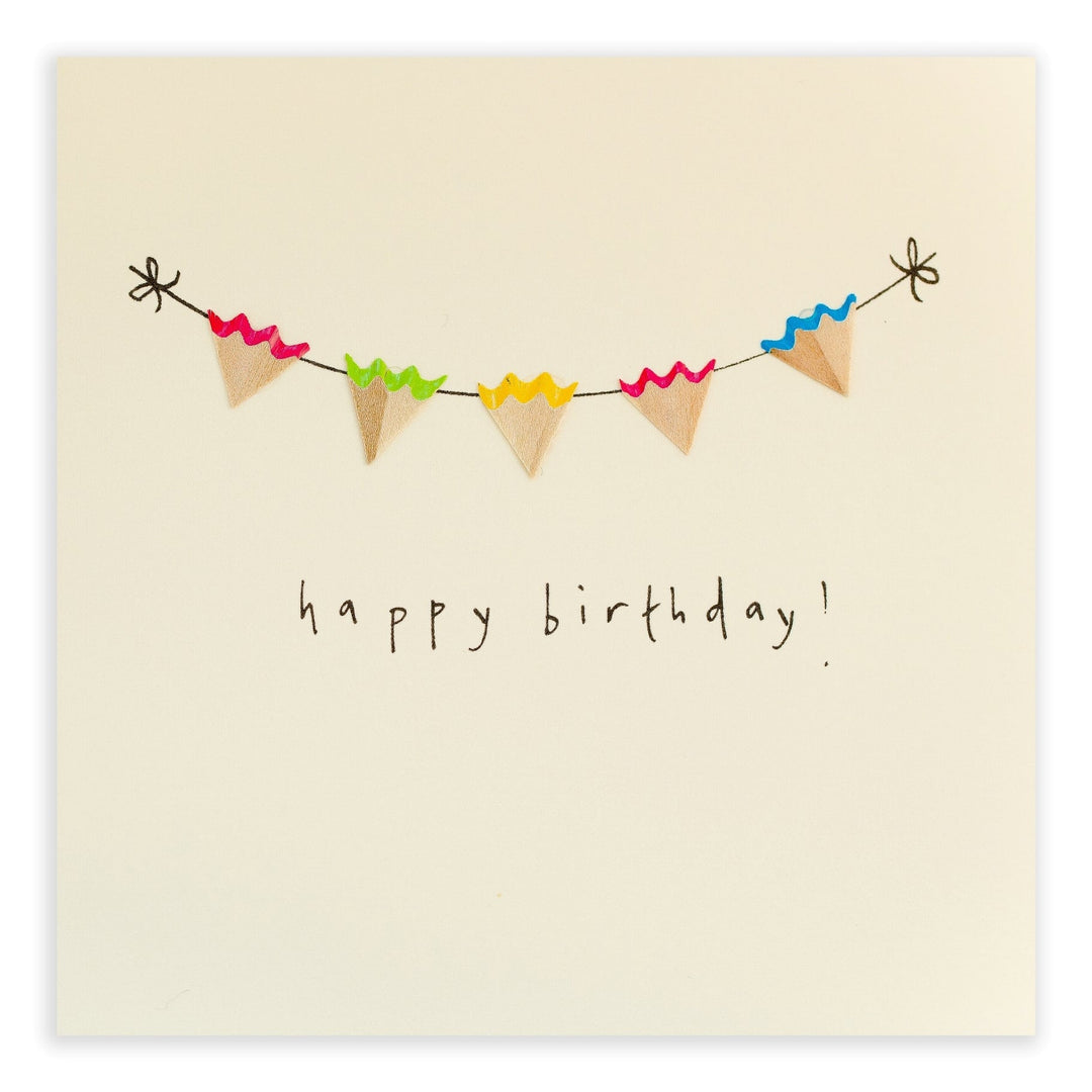 Pencil Shavings Happy Birthday Bunting Greeting Card