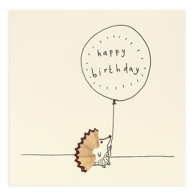 Pencil Shavings Hedgehog Happy Birthday Card