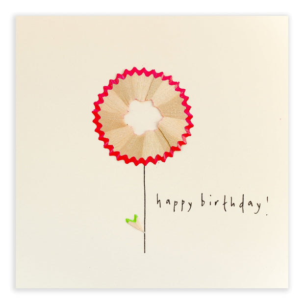 Pencil Shavings Birthday Flower Greeting Card