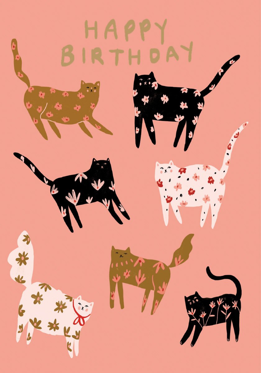 Happy Birthday Cinnamon and Ginger Cat Petite Card
