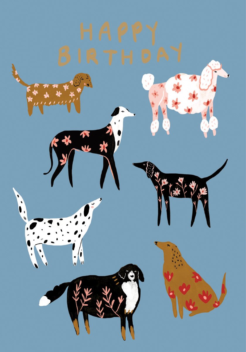 Happy Birthday Cinnamon and Ginger Dogs Petite Card