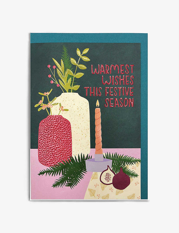 Raspberry Blossom Warmest Wishes Christmas Card