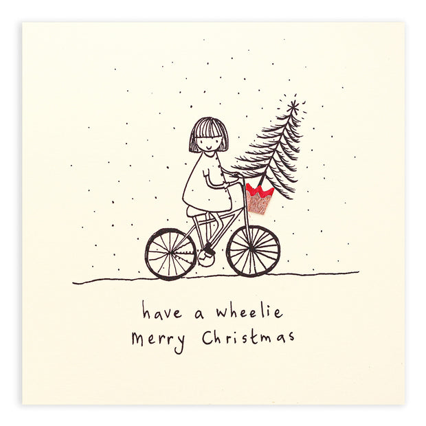 Pencil Shavings Wheelie Merry Christmas Card