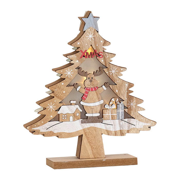 Natural Ply LED Snowman Tree