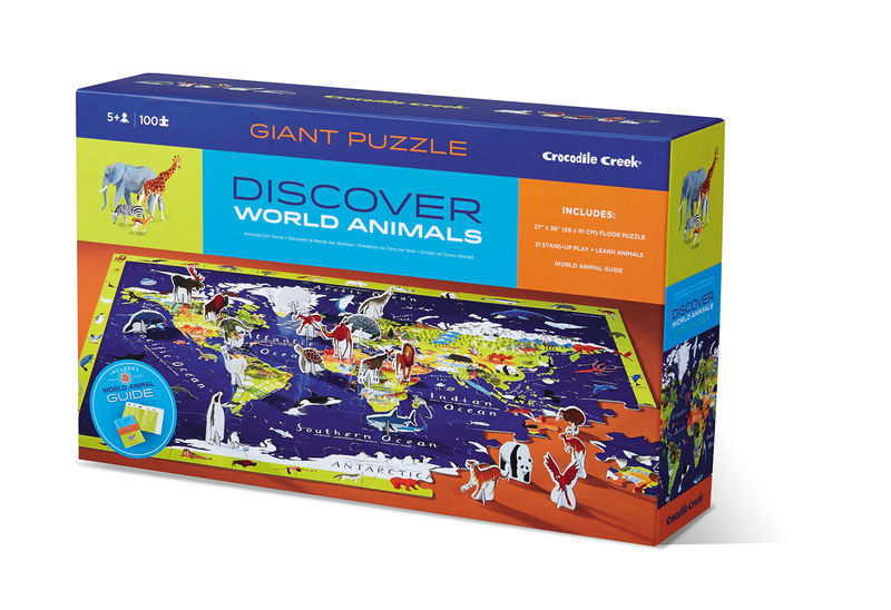 Crocodile Creek Discover + Play Puzzle 100 pc - World Animal