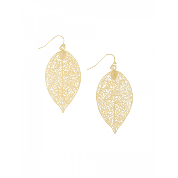 Small Gold Leaf Earrings by Tiger Tree