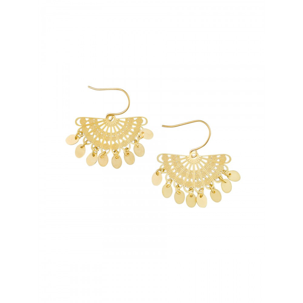 Gold Fan Tinkled Earrings by Tiger Tree