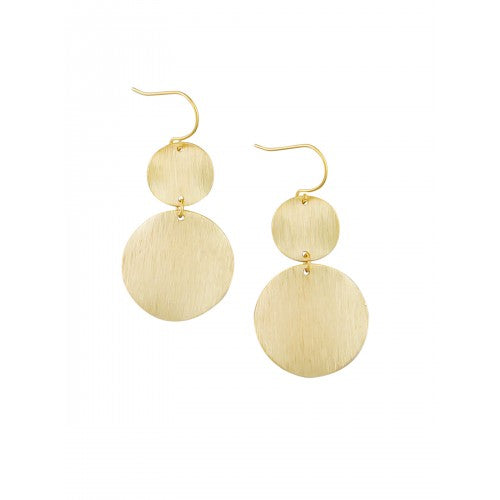 Gold Warped Double Disk Earrings by Tiger Tree
