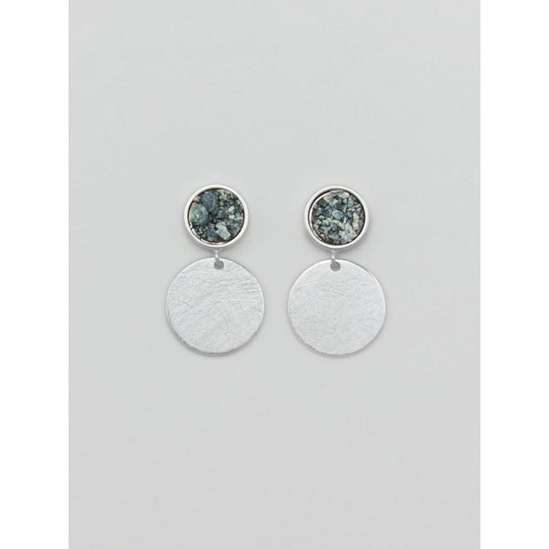 Silver Chipper Disk Earrings by Tiger Tree