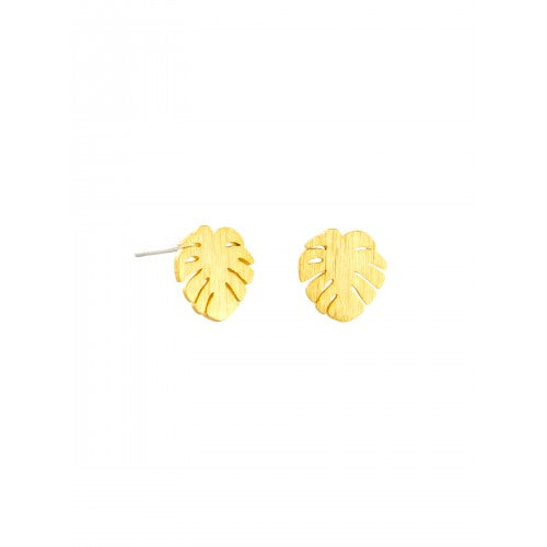 Gold Baby Monsteria Earrings by Tiger Tree