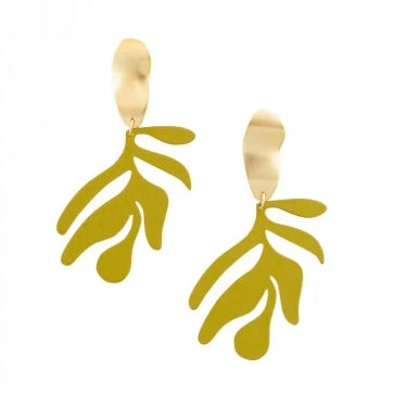 Tiger Tree Mustard Kelp Earrings